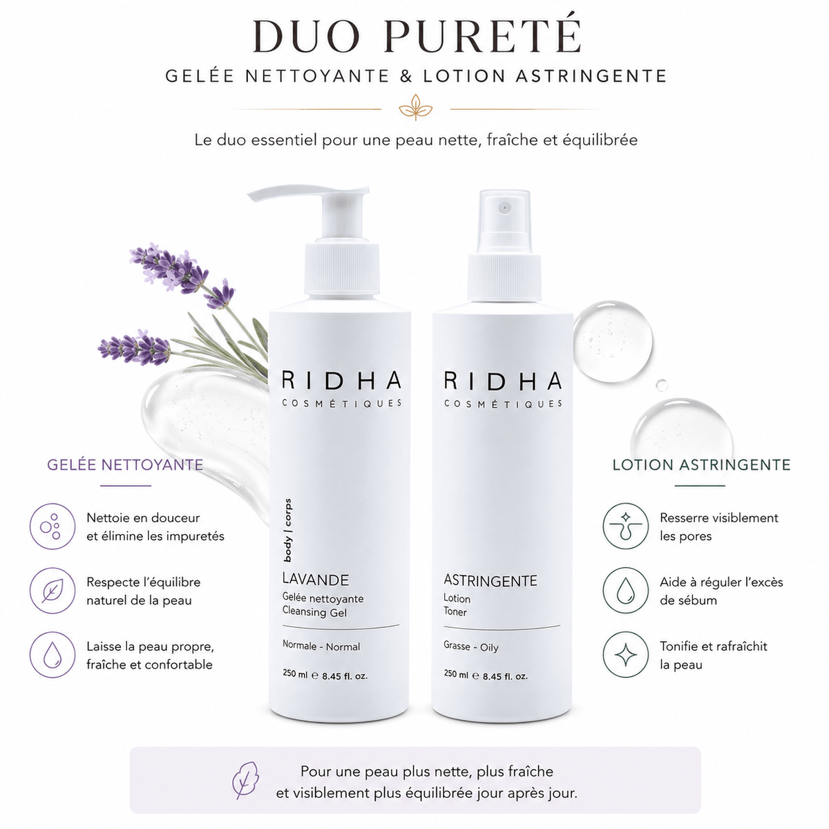 Duo Pureté – Gelée Nettoyante & Lotion Astringente - Boutique Esthétique Martine Grenier