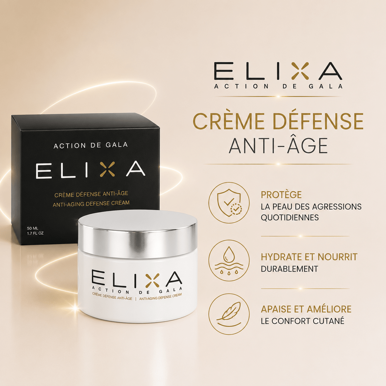 ELIXA Crème Défense 50 ml - Boutique Esthétique Martine Grenier
