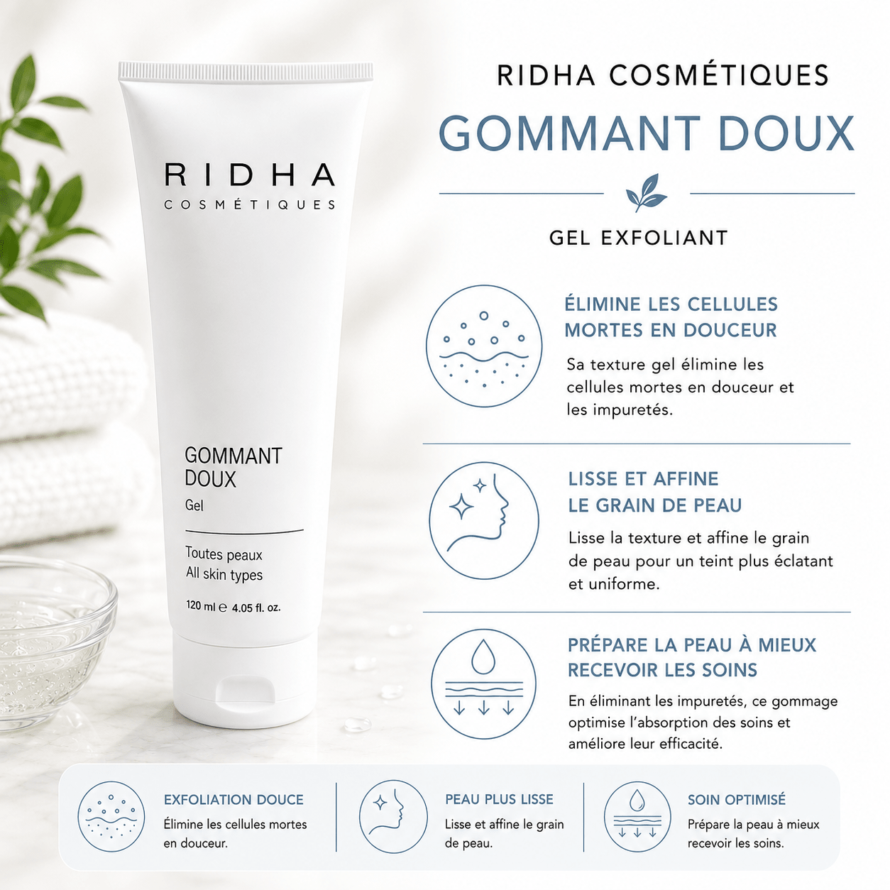 Gel Gommant Doux | Toutes peaux 120 ml - Boutique Esthétique Martine Grenier