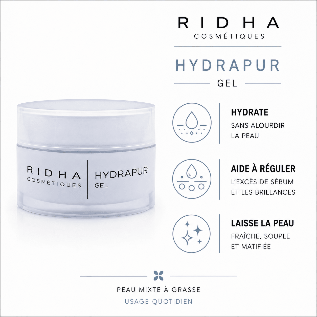 Hydrapur | Gel matifiant peau grasse 50 ml - Boutique Esthétique Martine Grenier