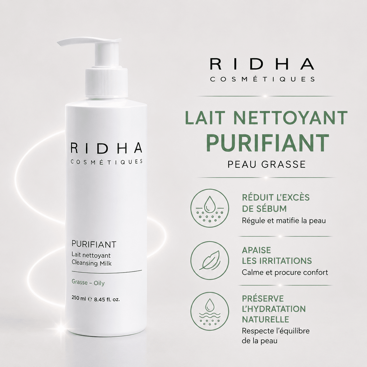 Lait Nettoyant Purifiant | peaux grasses 250 ml - Boutique Esthétique Martine Grenier