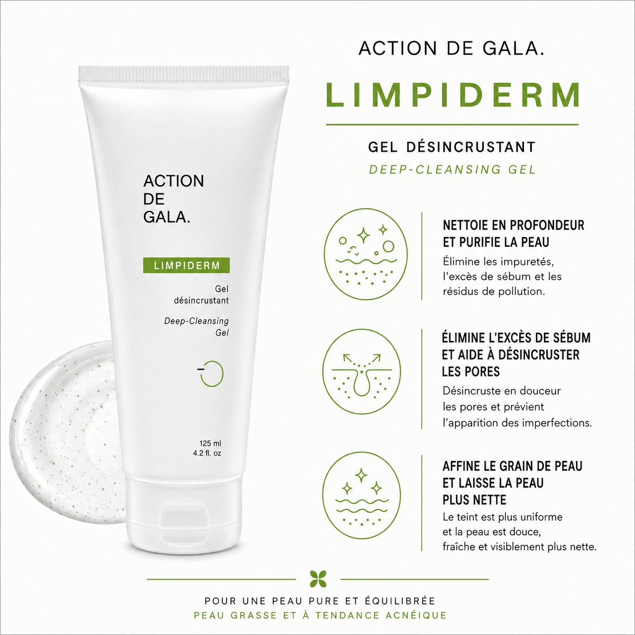 Limpiderm | Gel désincrustant 125 ml - Boutique Esthétique Martine Grenier