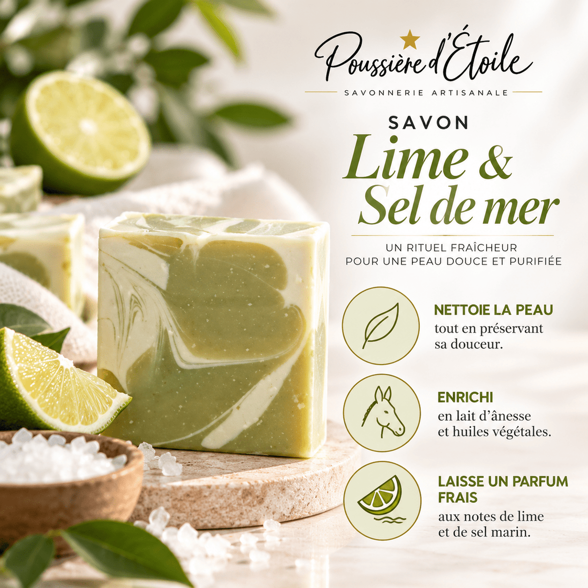 Savon Lime & Sel de Mer 125 g - Boutique Esthétique Martine Grenier