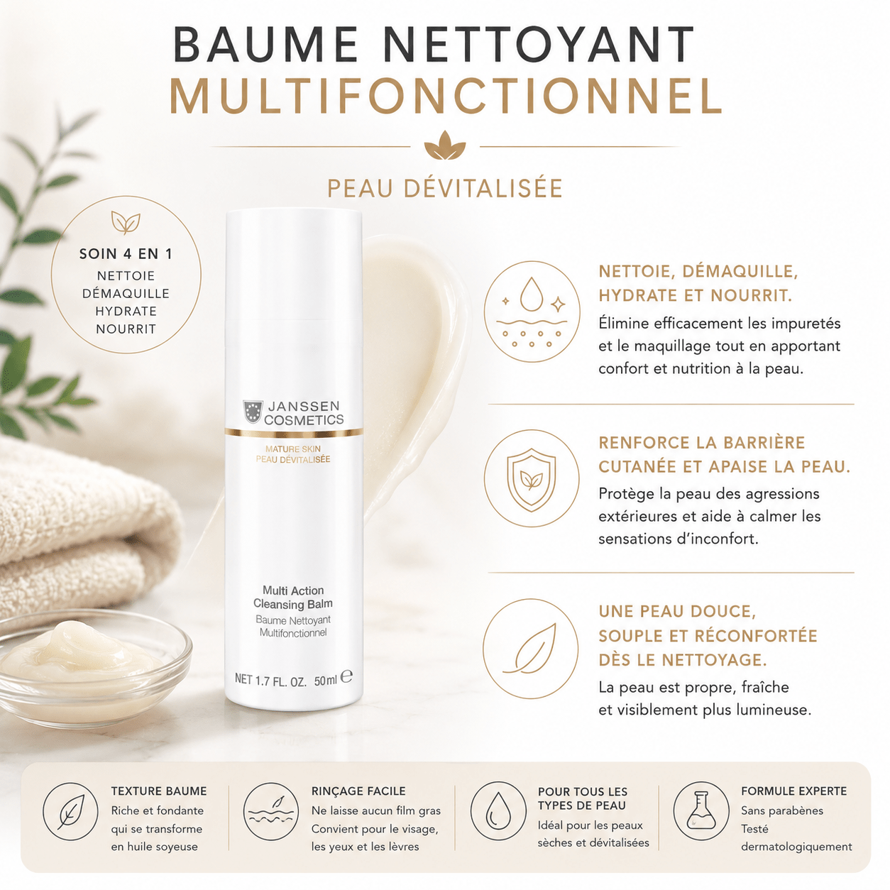 Baume Nettoyant Multifonctionnel - Peau Dévitalisée 50 ml - Boutique Esthétique Martine Grenier