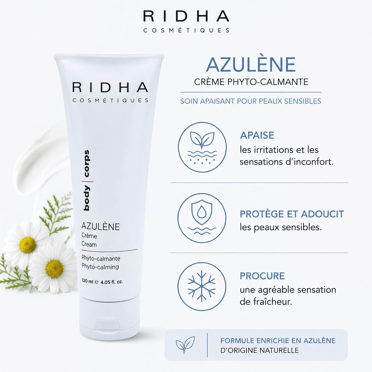 Crème Azulène 120 ml | 500 ml - Boutique Esthétique Martine Grenier