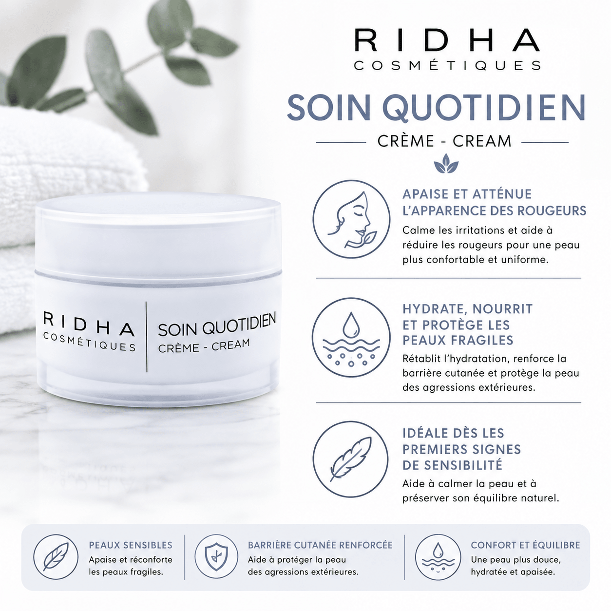 Crème Soin Quotidien | Peau sensible 50 ml - Boutique Esthétique Martine Grenier