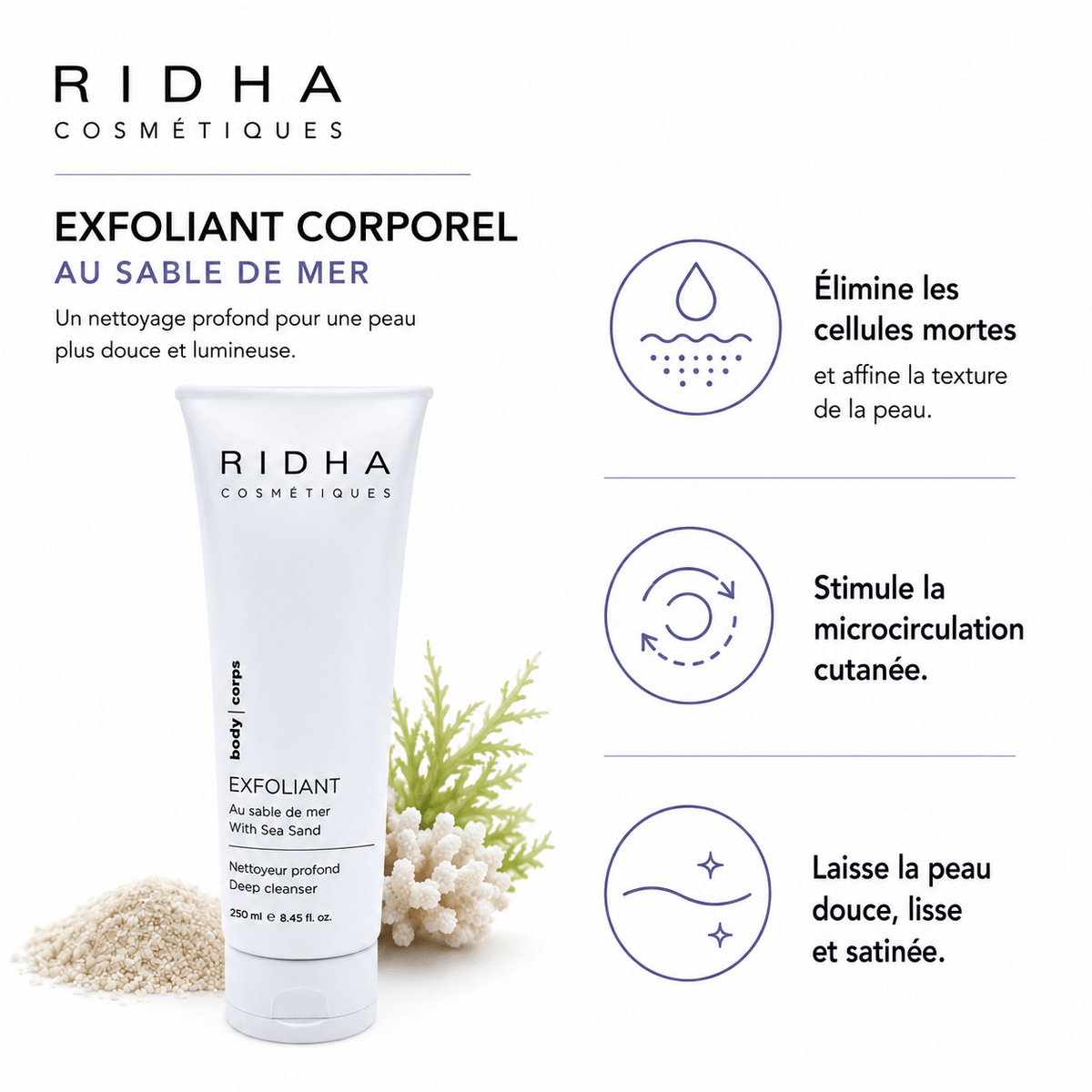 Exfoliant Corporel au Sable de Mer 250 ml - Boutique Esthétique Martine Grenier