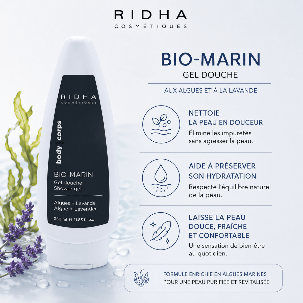 Gel Douche Bio Marin 350 ml - Boutique Esthétique Martine Grenier