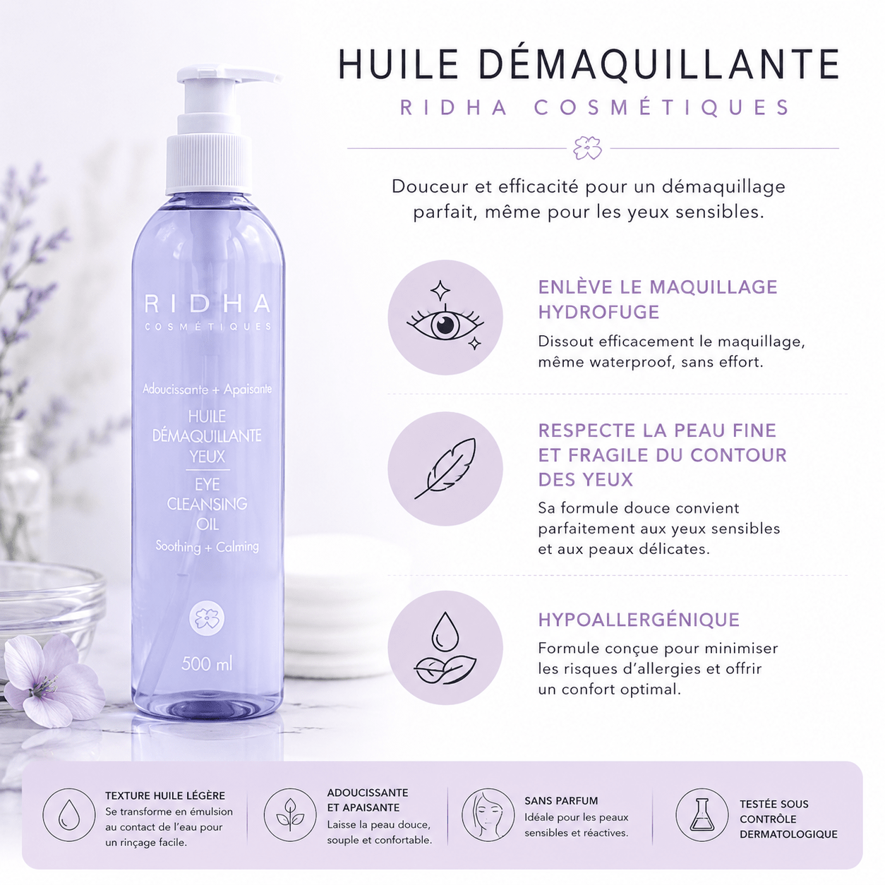 Huile Démaquillante - Yeux 250 ml - Boutique Esthétique Martine Grenier