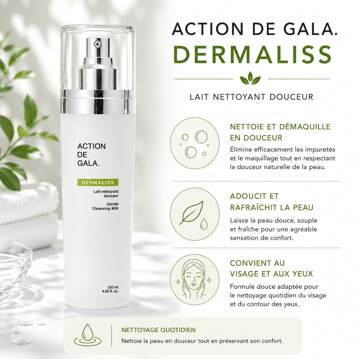 Lait Nettoyant Dermaliss | Toutes peaux 150 ml - Boutique Esthétique Martine Grenier