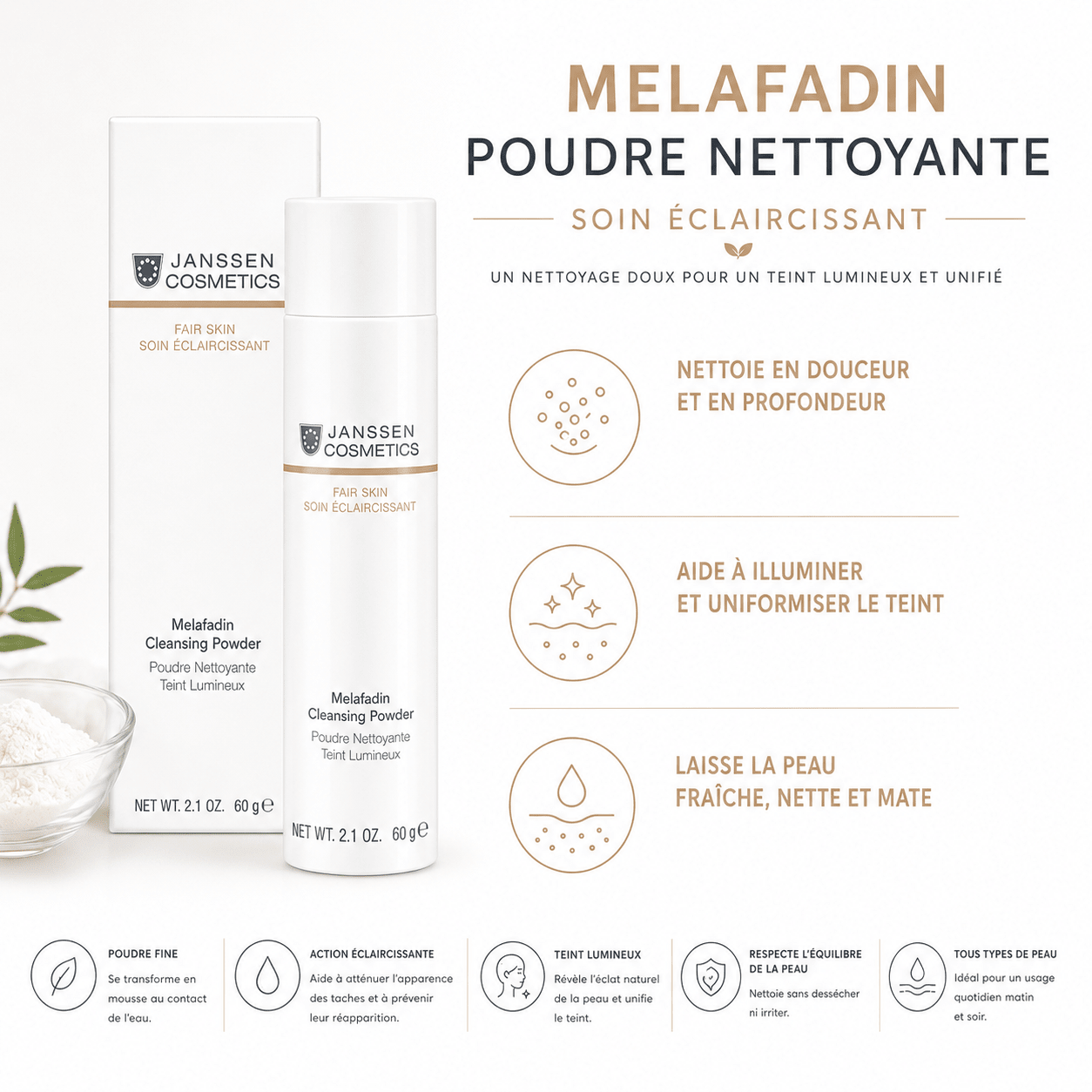 Melafadin Poudre Nettoyante | Soin Éclaircissant 60 g - Boutique Esthétique Martine Grenier