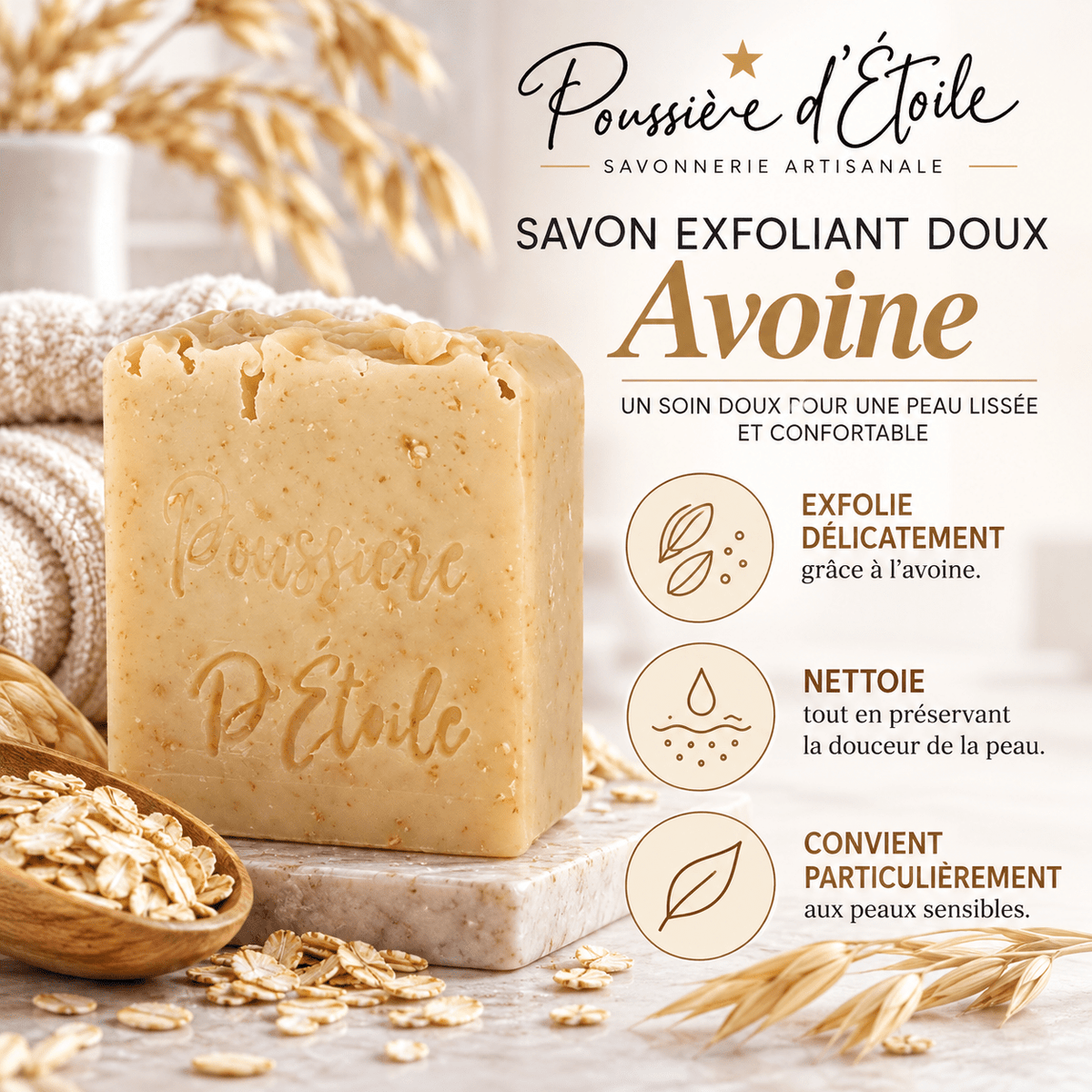Savon Avoine | Exfoliant Doux 125 g - Boutique Esthétique Martine Grenier