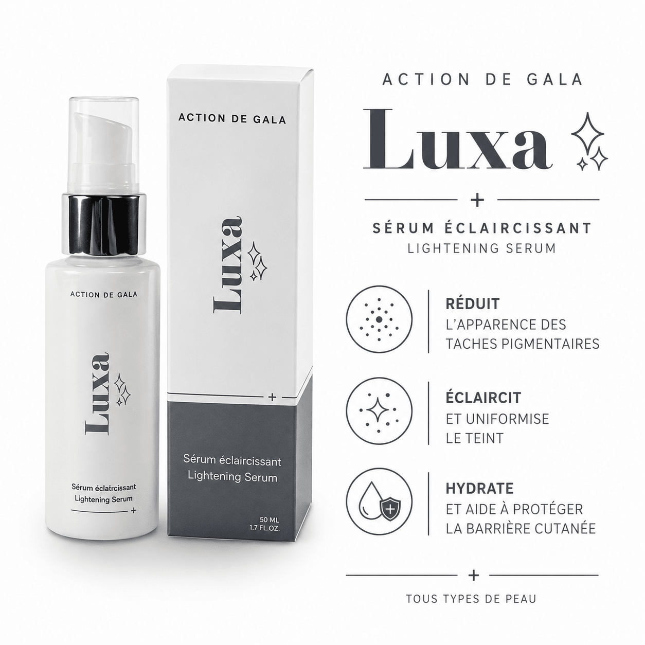 Sérum éclaircissant visage Luxa 50 ml - Boutique Esthétique Martine Grenier
